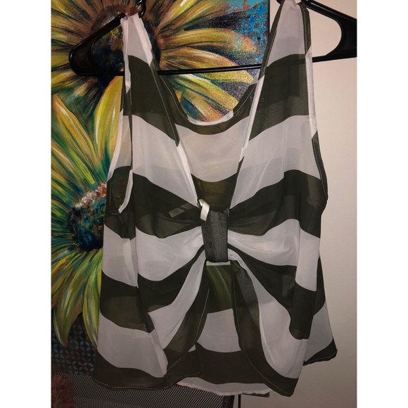 Army Green & White Stripped Tank - Picture 2 of 2
